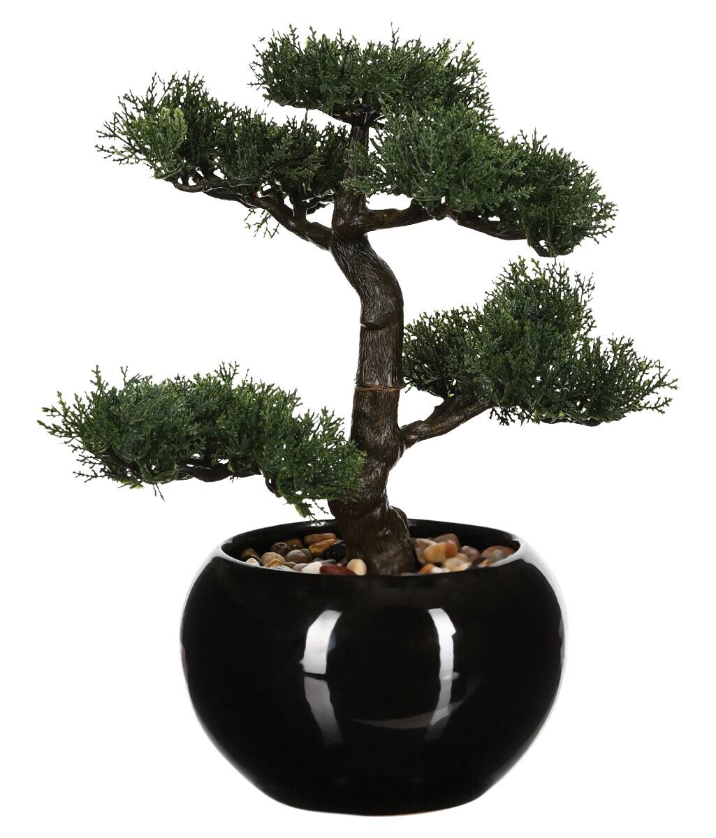 Kunstpflanze Bonsai-Baum grün Keramik H: ca. 35 cm