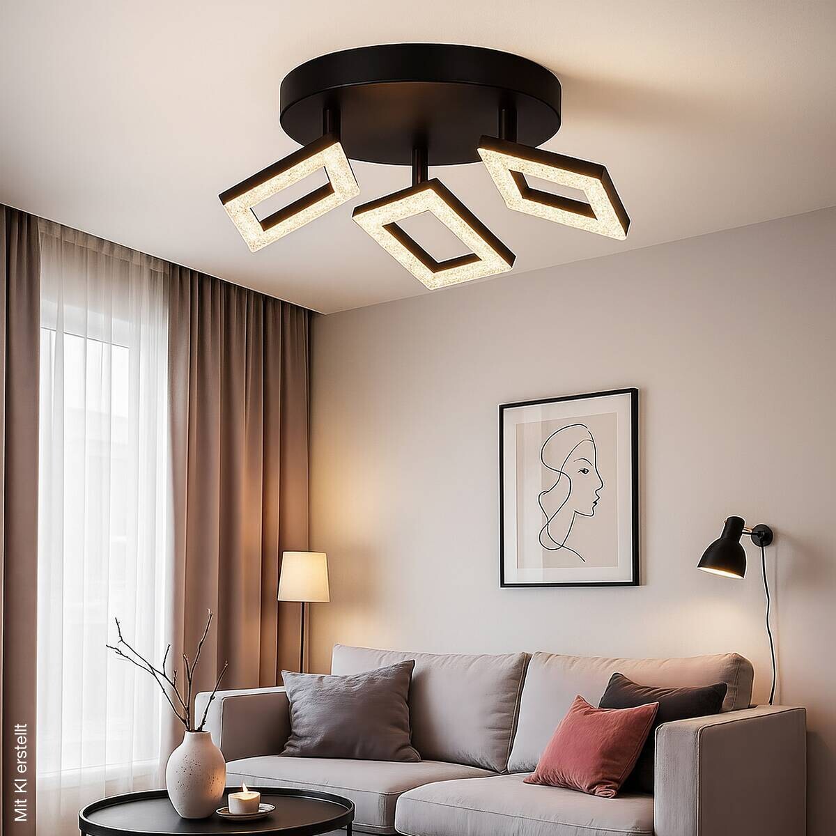POCOline LED-Spotrondell 3-flg. Kalea mattschwarz Acryl H/D: ca. 8x22 cm 3 Brennstellen