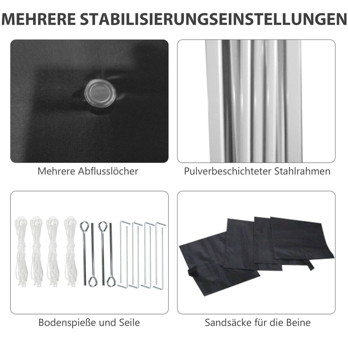 Outsunny Pavillon schwarz Polyester B/H/L: ca. 297x297x274 cm