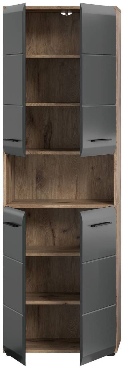 Hochschrank Ice Nox Oak Nachbildung schwarz matt B/H/T: ca. 60x185x30 cm