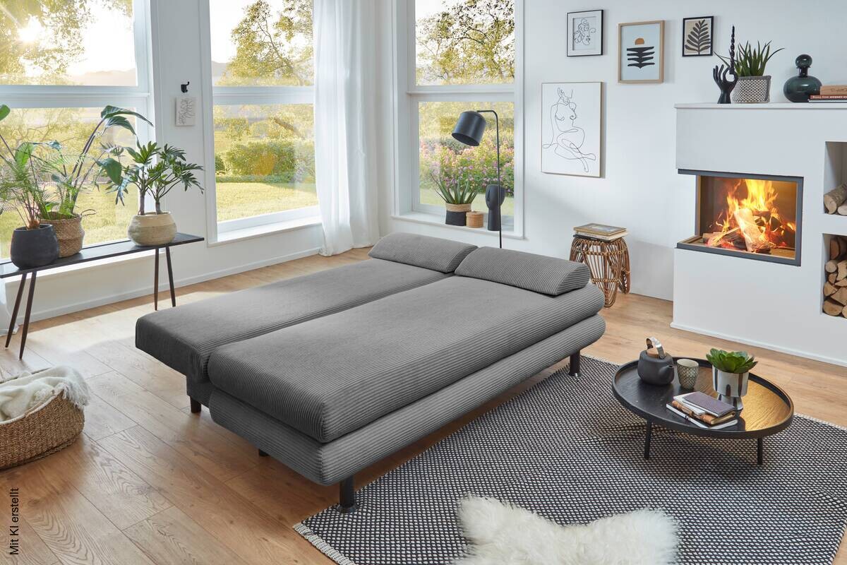 Schlafsofa Bern grau Microfaser B/H/T: ca. 190x93x92 cm