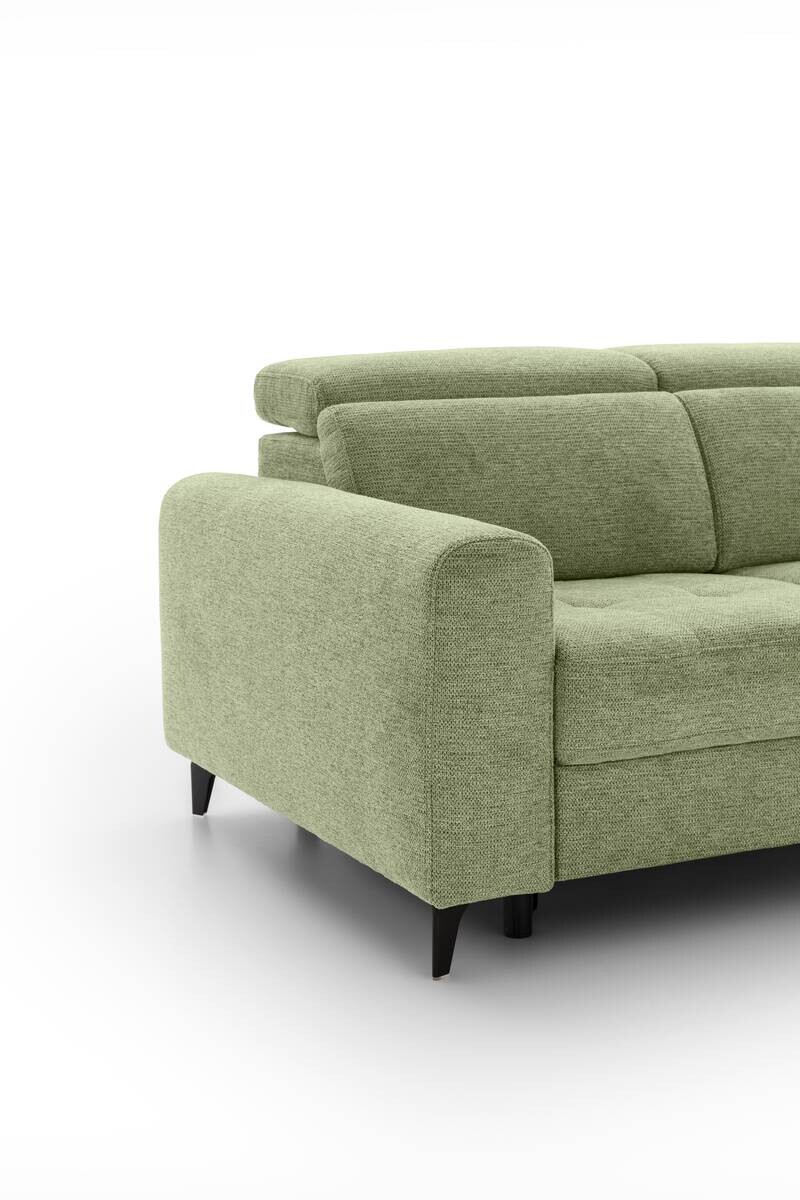 Ecksofa mit Bettfunktion hellgrün Flachgewebe B/H/T: ca. 258x96x221 cm