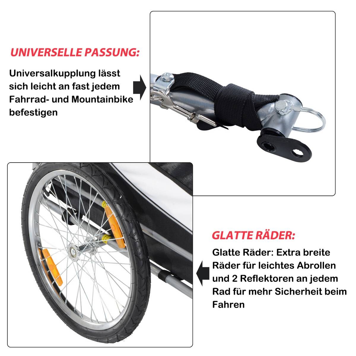 PawHut Fahrradanhänger 20 Zoll schwarz schwarz B/H/L: ca. 73x94x78 cm