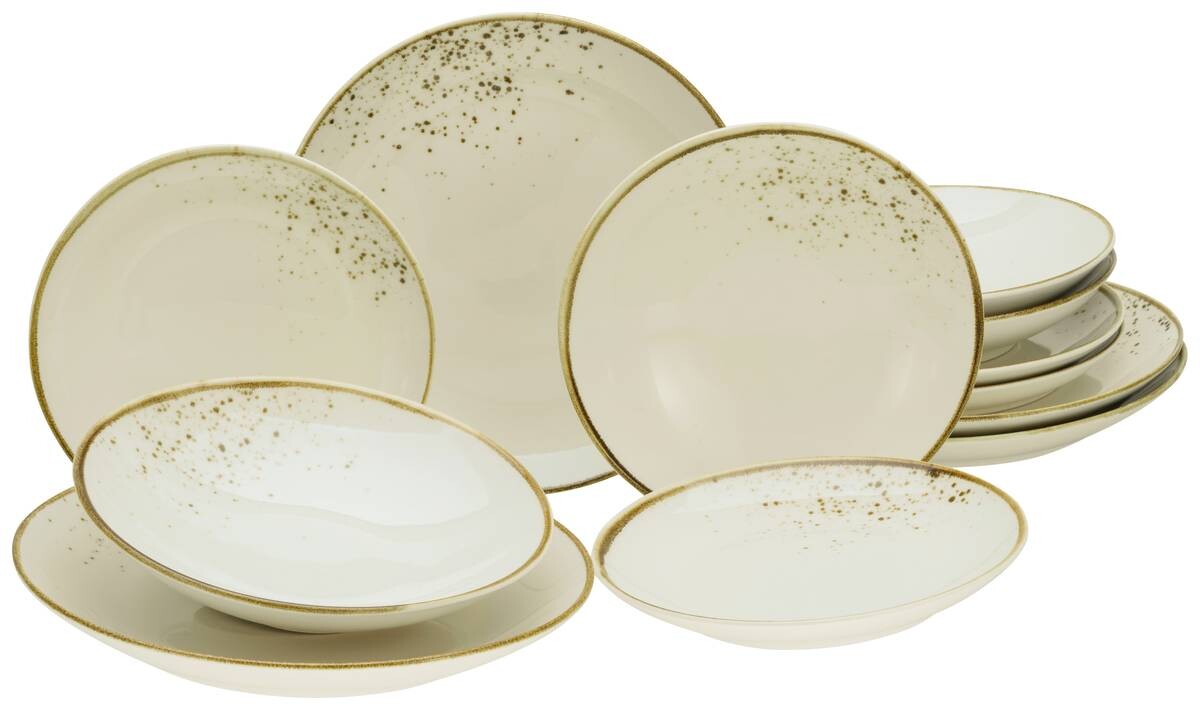 CreaTable Tafelservice Nature Collection Natural Living creme Steinzeug 12 tlg.