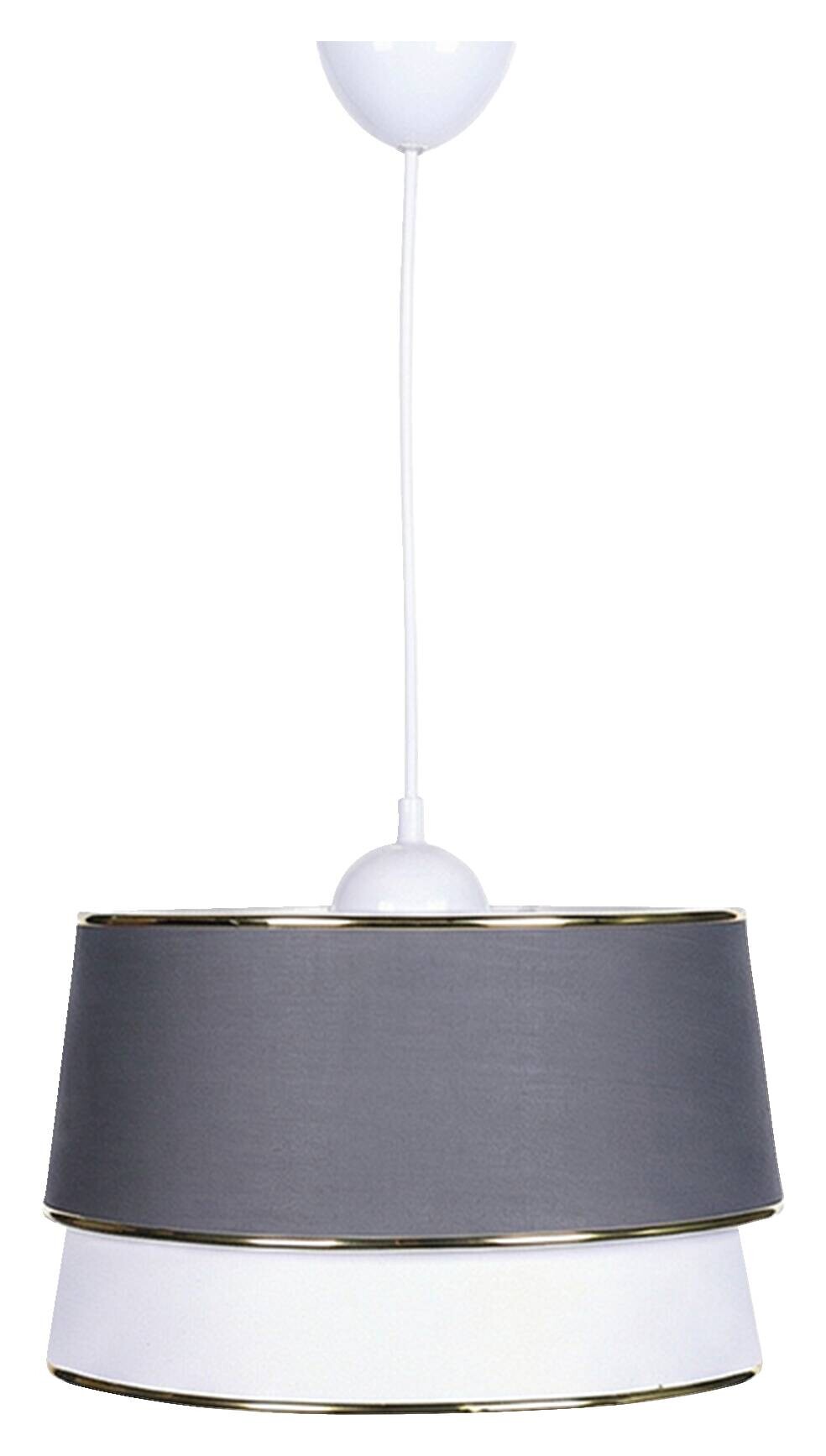 Opviq Pendelleuchte weiß grau Stoff Kunststoff B/H/T/L: ca. 30x75x30x30 cm E27 1 Brennstellen