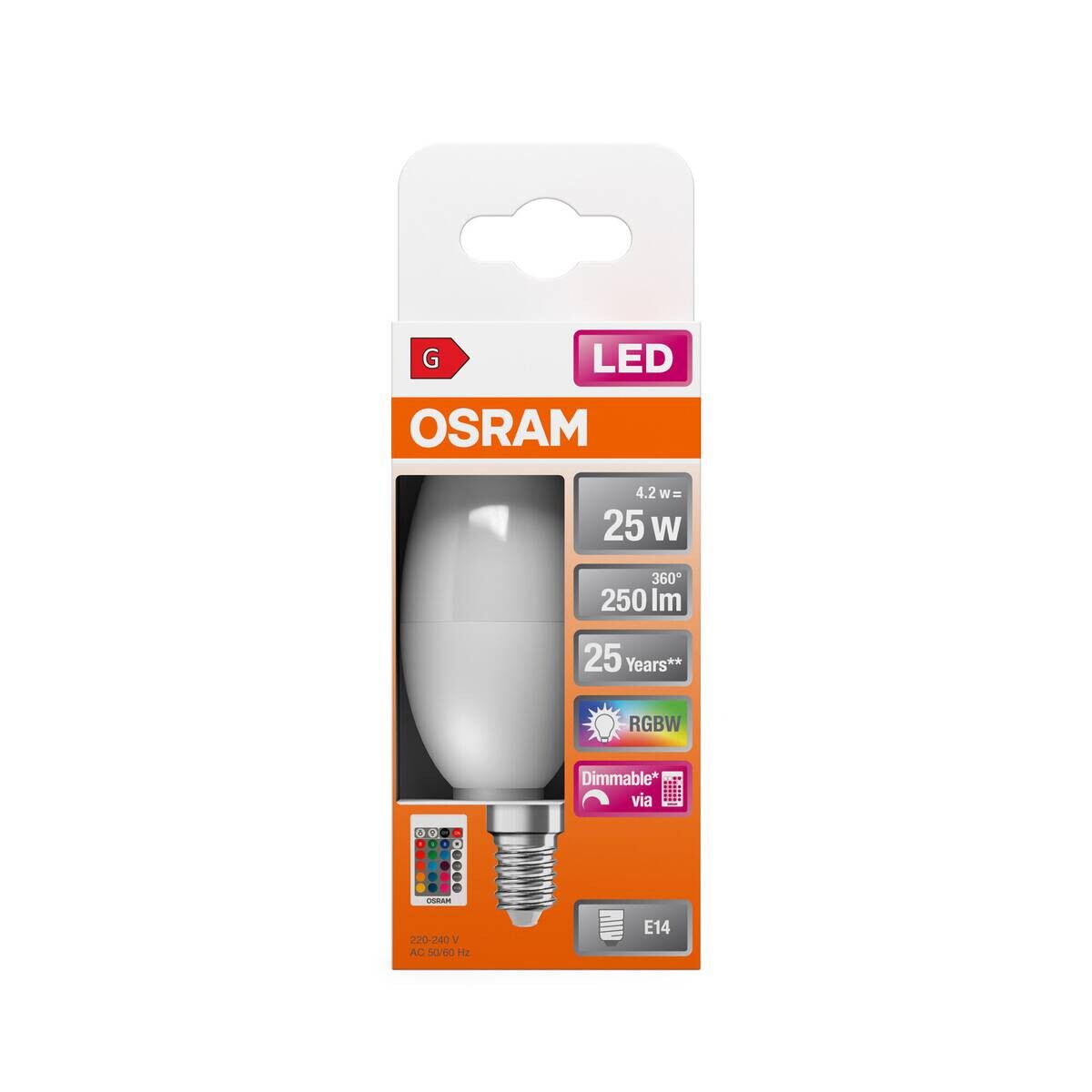 OSRAM LED-Leuchtmittel Kerze RGBW mit Fernbedienung AC45046 E14