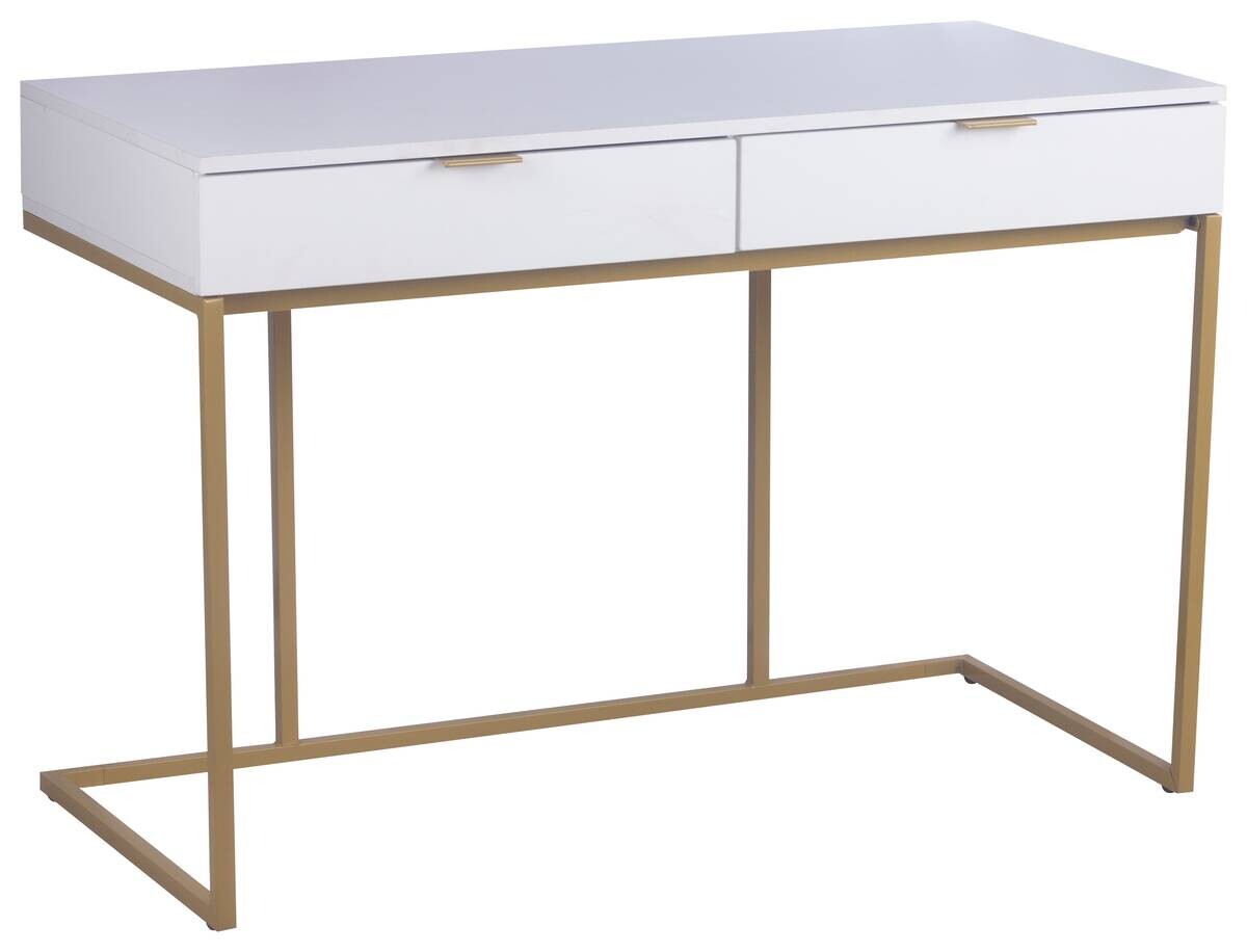 Schreibtisch Jana weiß gold Optik B/H/T: ca. 112x76x52 cm