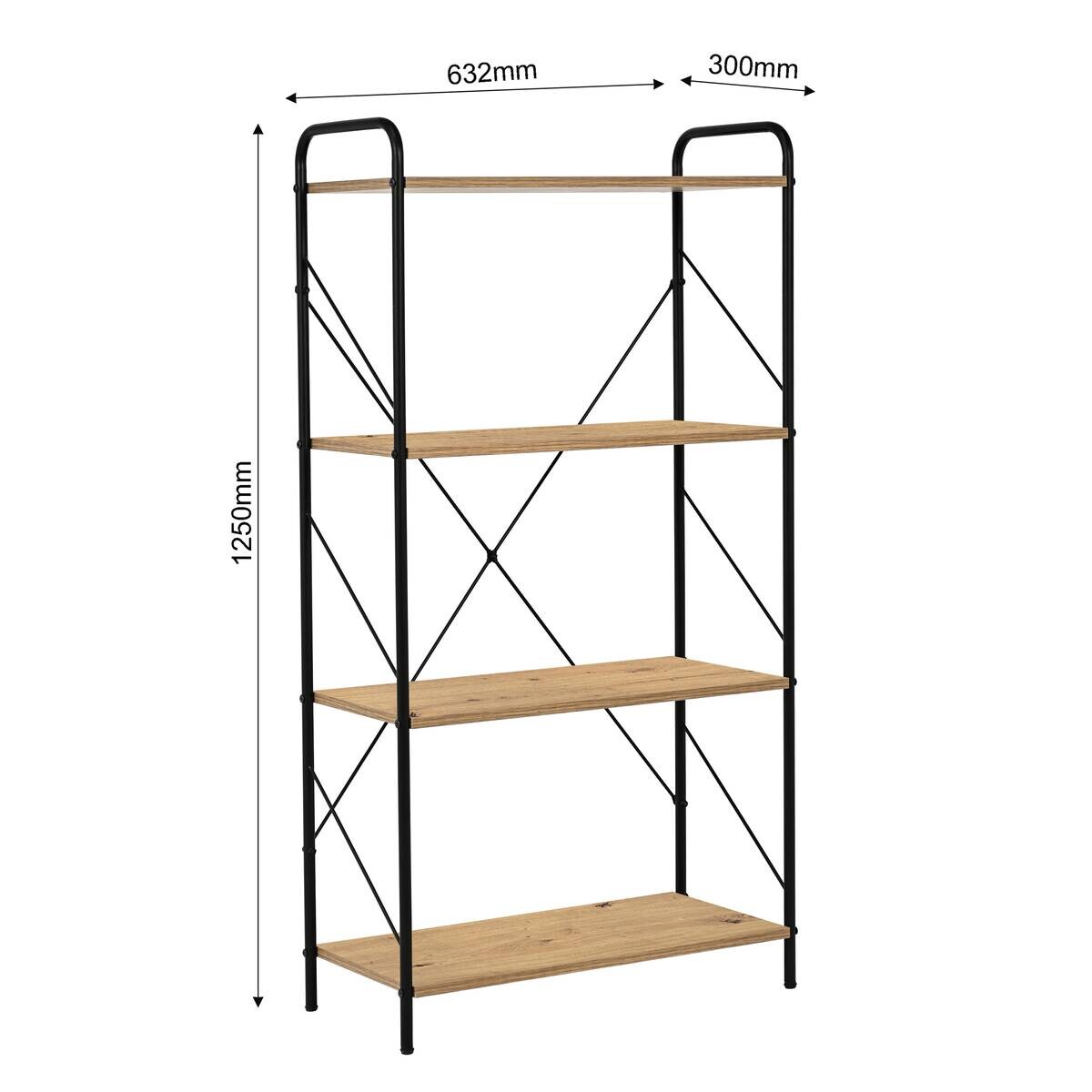 Standregal Nala Holzoptik Artisan Nachbildung schwarz B/H/T: ca. 63,2x125x30 cm