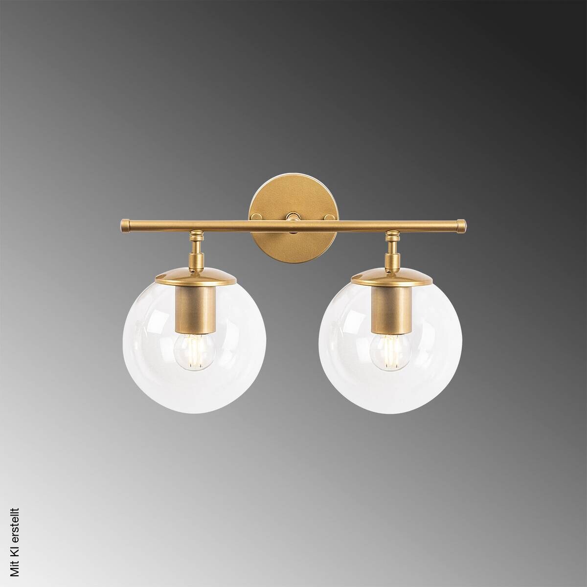 Opviq Wandleuchte gold Metall Glas B/H/L: ca. 24x16x36 cm E14 2 Brennstellen