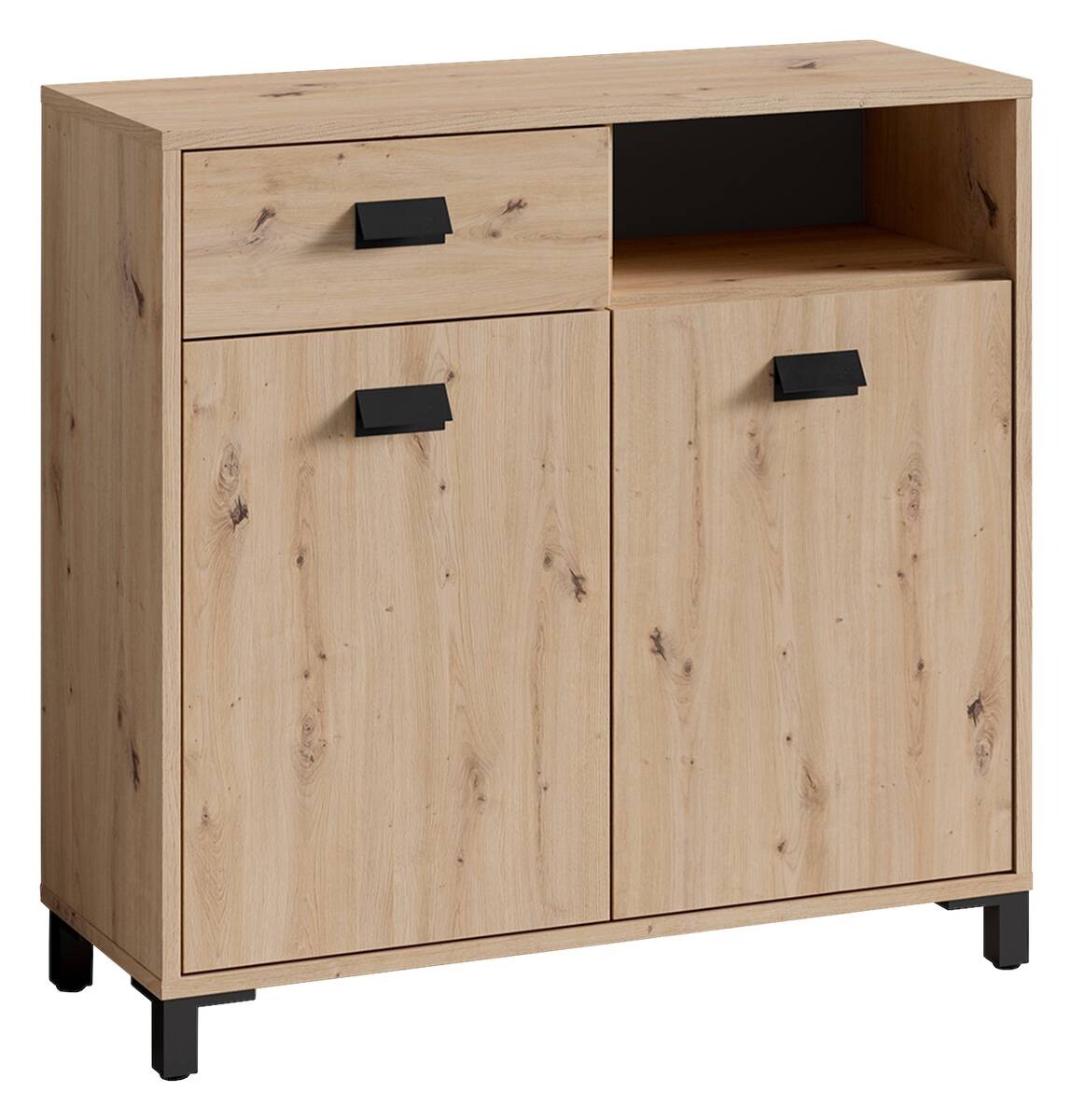 Kommode WELLNESS Eiche Artisan Nachbildung schwarz schwarz anthrazit B/H/T: ca. 80,5x77,5x31 cm