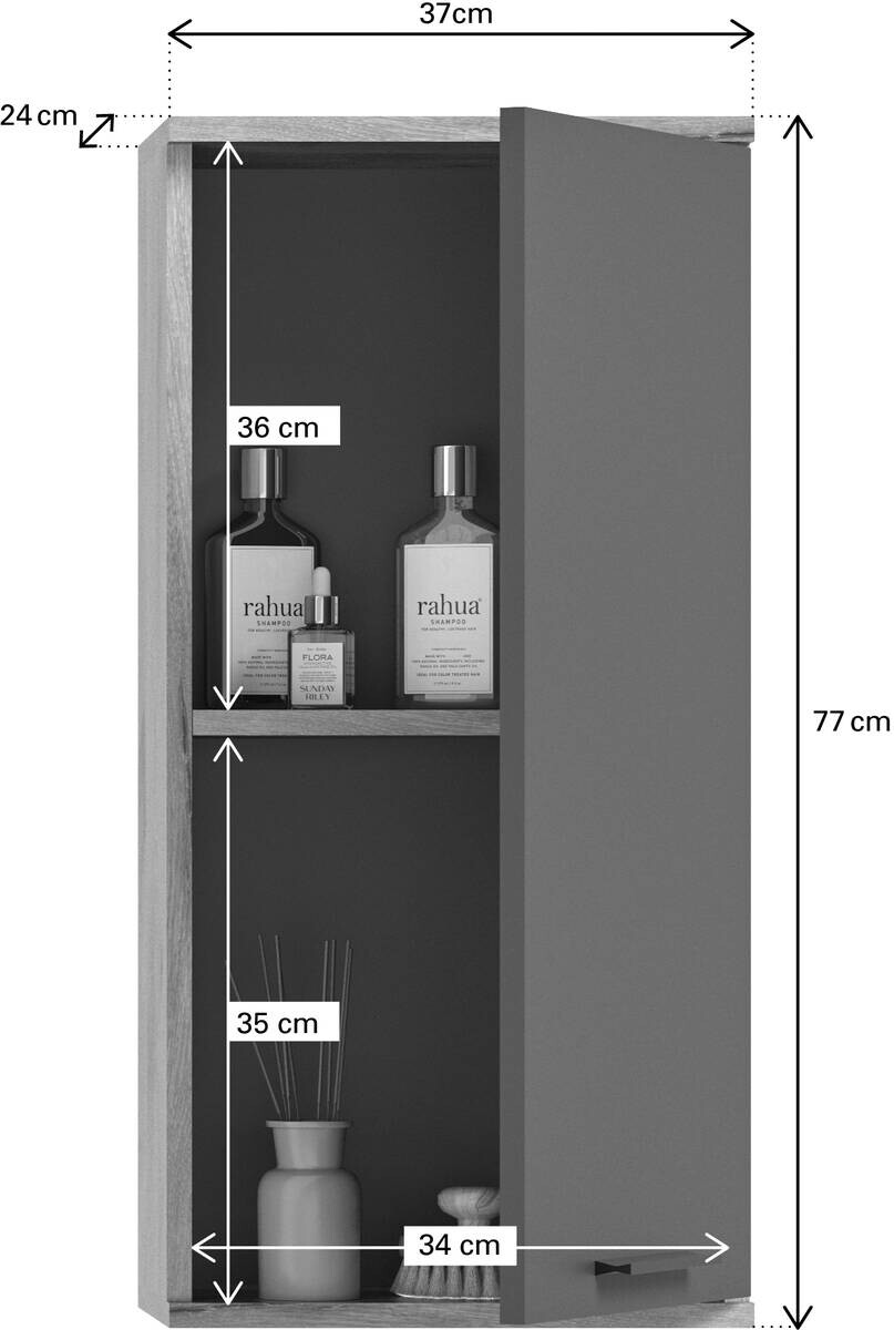 Badezimmer-Set MASON Nox Oak Nachbildung edles Basaltgrau Nachbildung B/H/T: ca. 164x190x34 cm