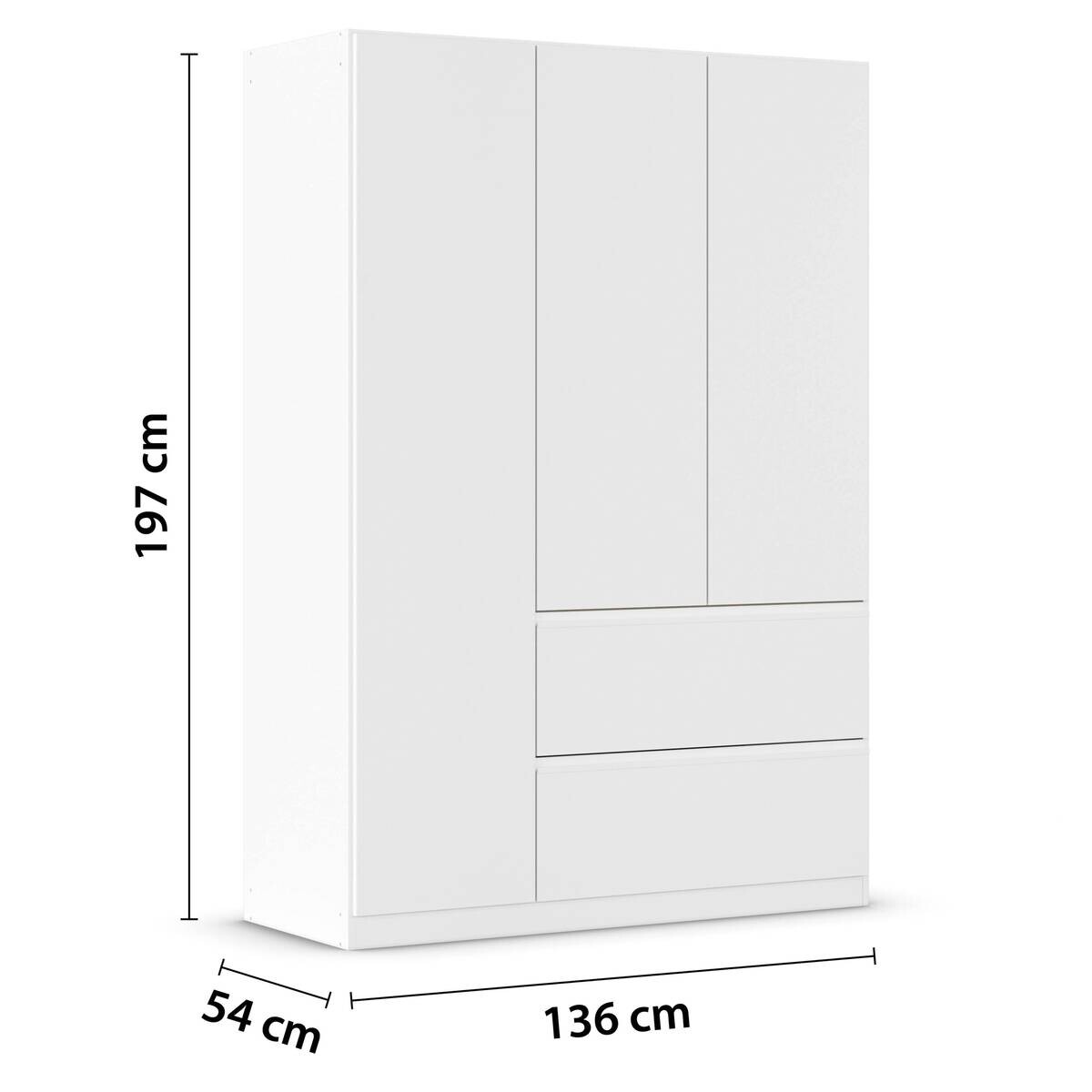 Kleiderschrank Joel Classic Alpinweiß B/H/T: ca. 136x197x54 cm