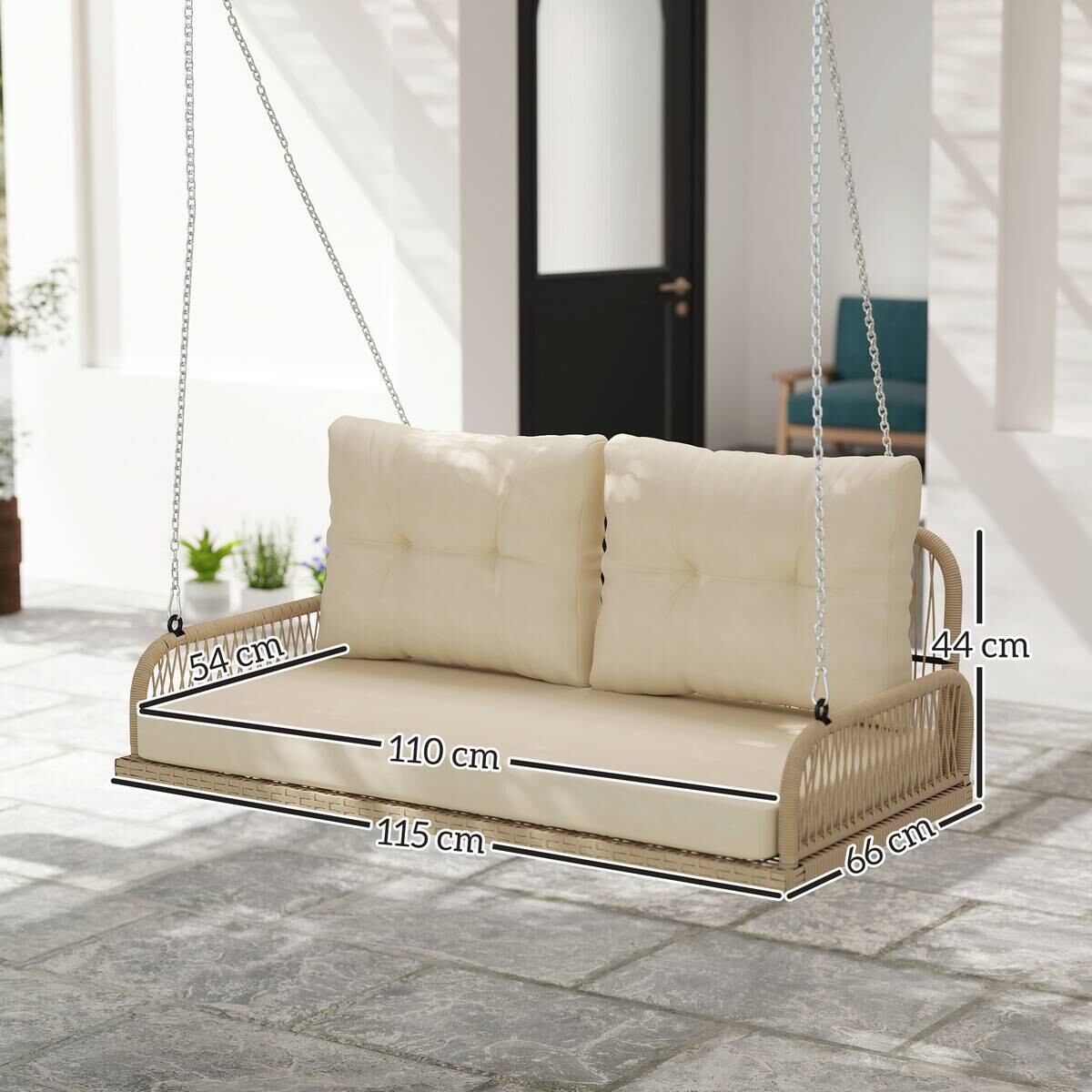 Outsunny Hollywoodschaukel natur Rattan B/H/L: ca. 66x44x115 cm