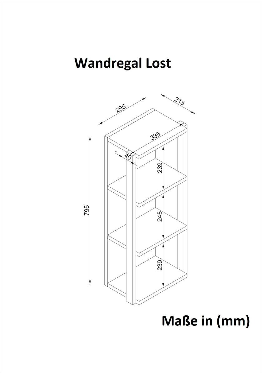 Wandregal Lost walnuss Nachbildung B/H/T: ca. 30x80x21 cm