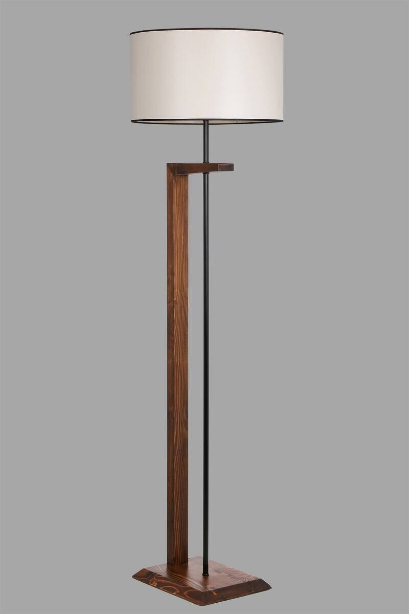 Stehleuchte creme nussbaum Stoff B/H/L/D: ca. 45x163x45x45 cm E27 1 Brennstellen