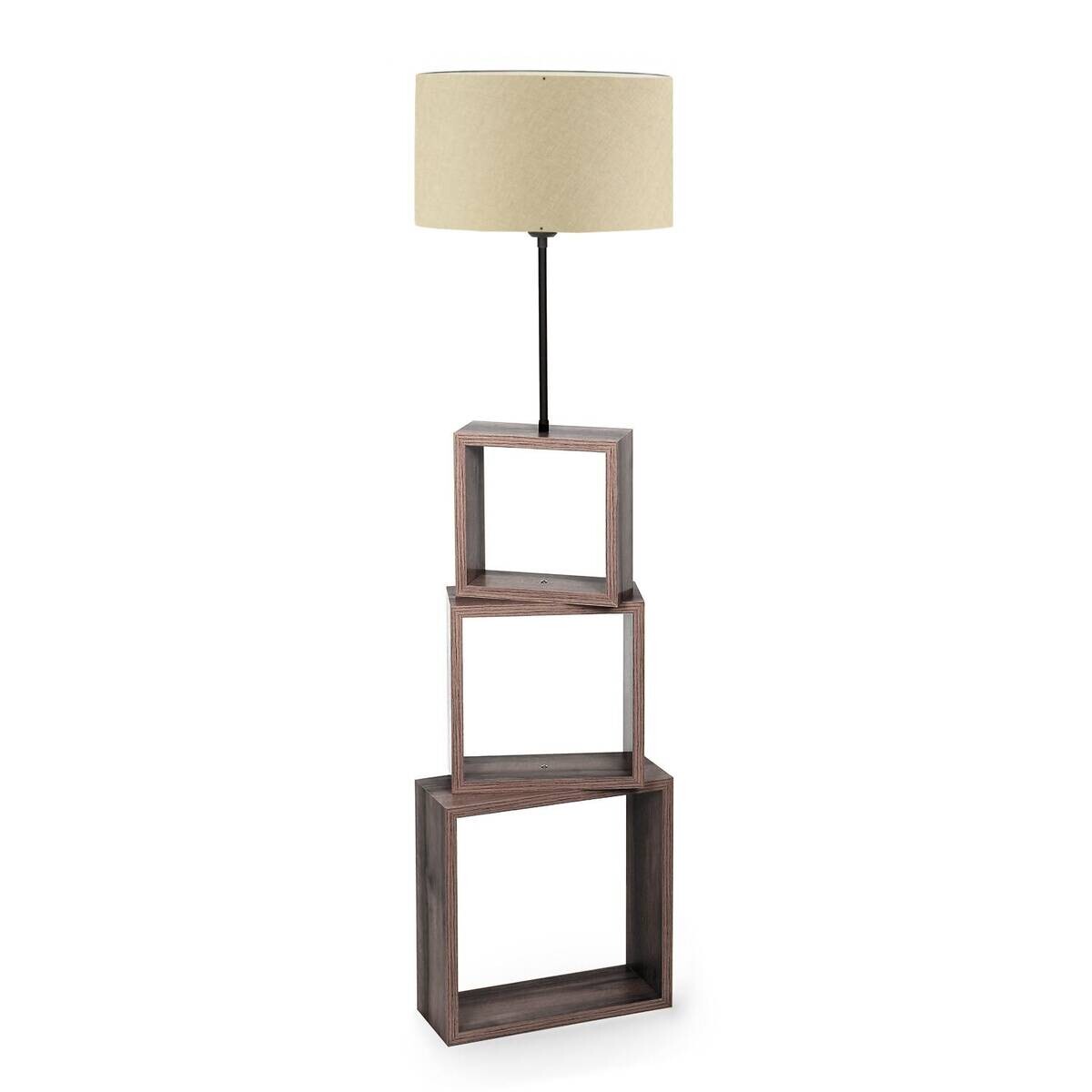 Opviq Stehleuchte creme Holz MDF B/H/T/L/D: ca. 37x140x37x37x37 cm E27 1 Brennstellen