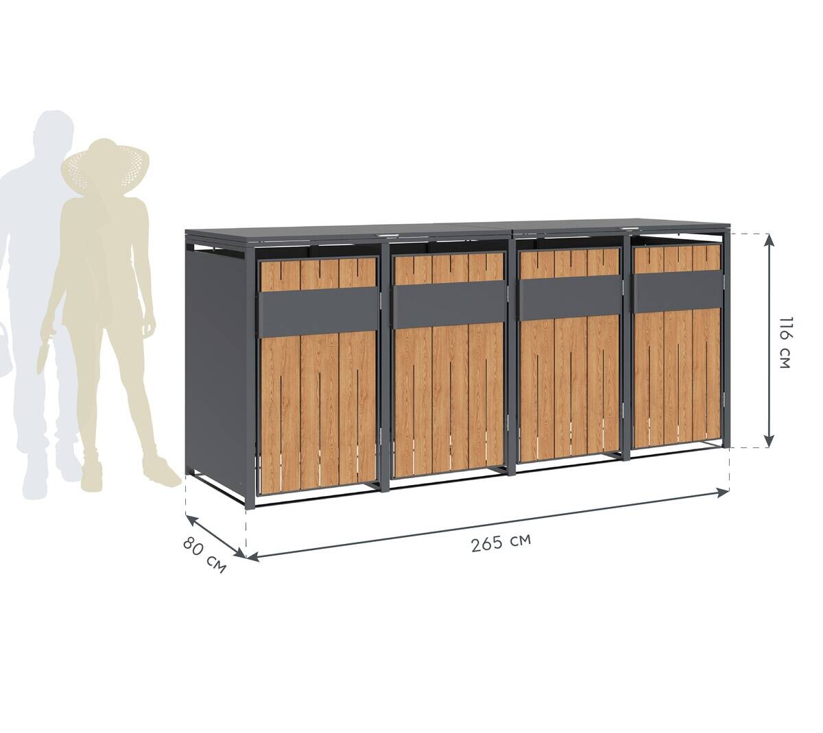 Westmann Mülltonnenbox Varius Holzoptik B/H/L: ca. 265x116x80 cm