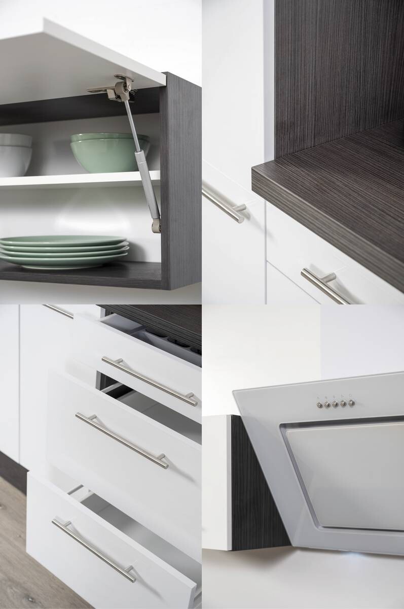 Respekta Winkelküche Amanda grau Hochglanz B/T/L: ca. 290x60x200 cm