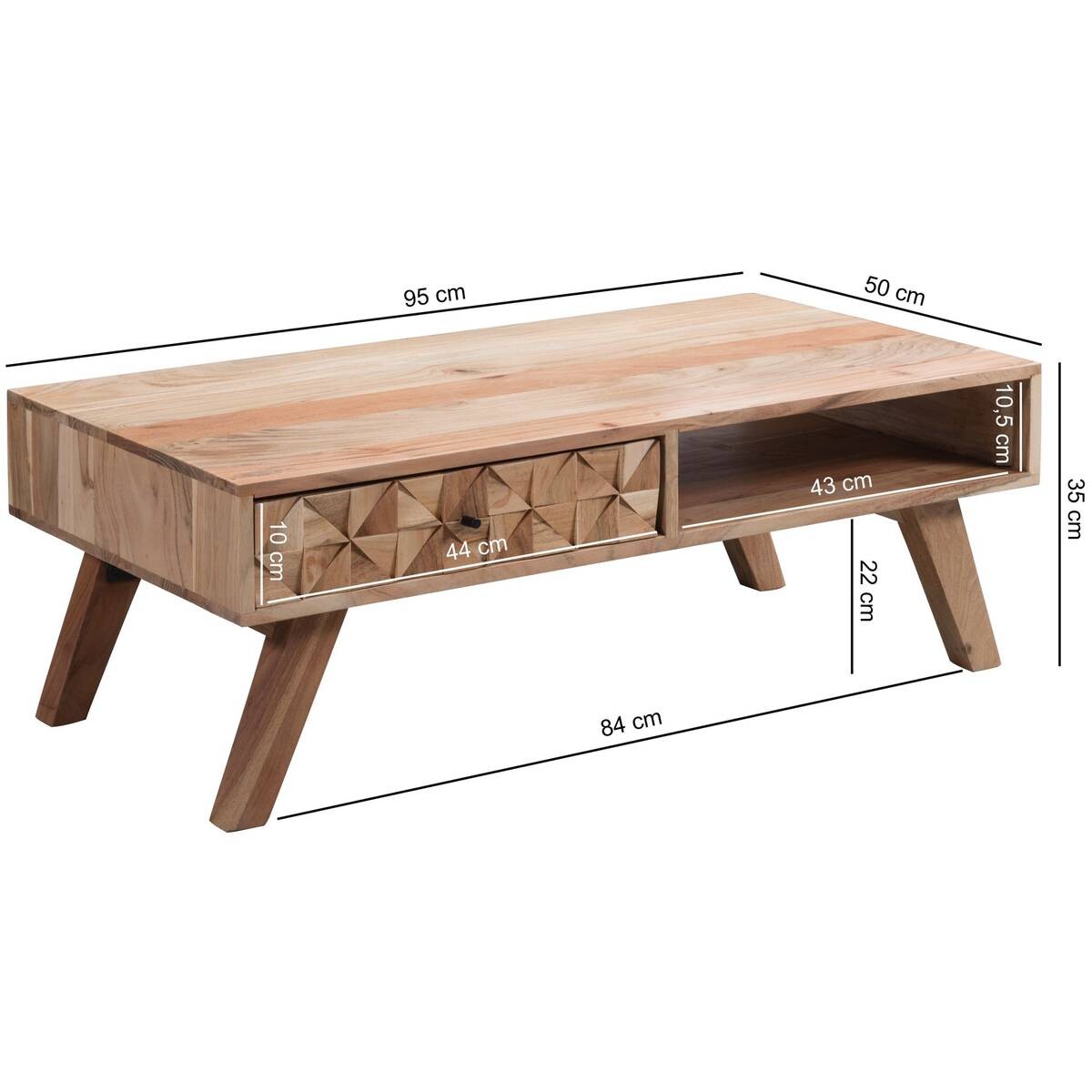 Couchtisch braun B/H/T: ca. 95x35x50 cm