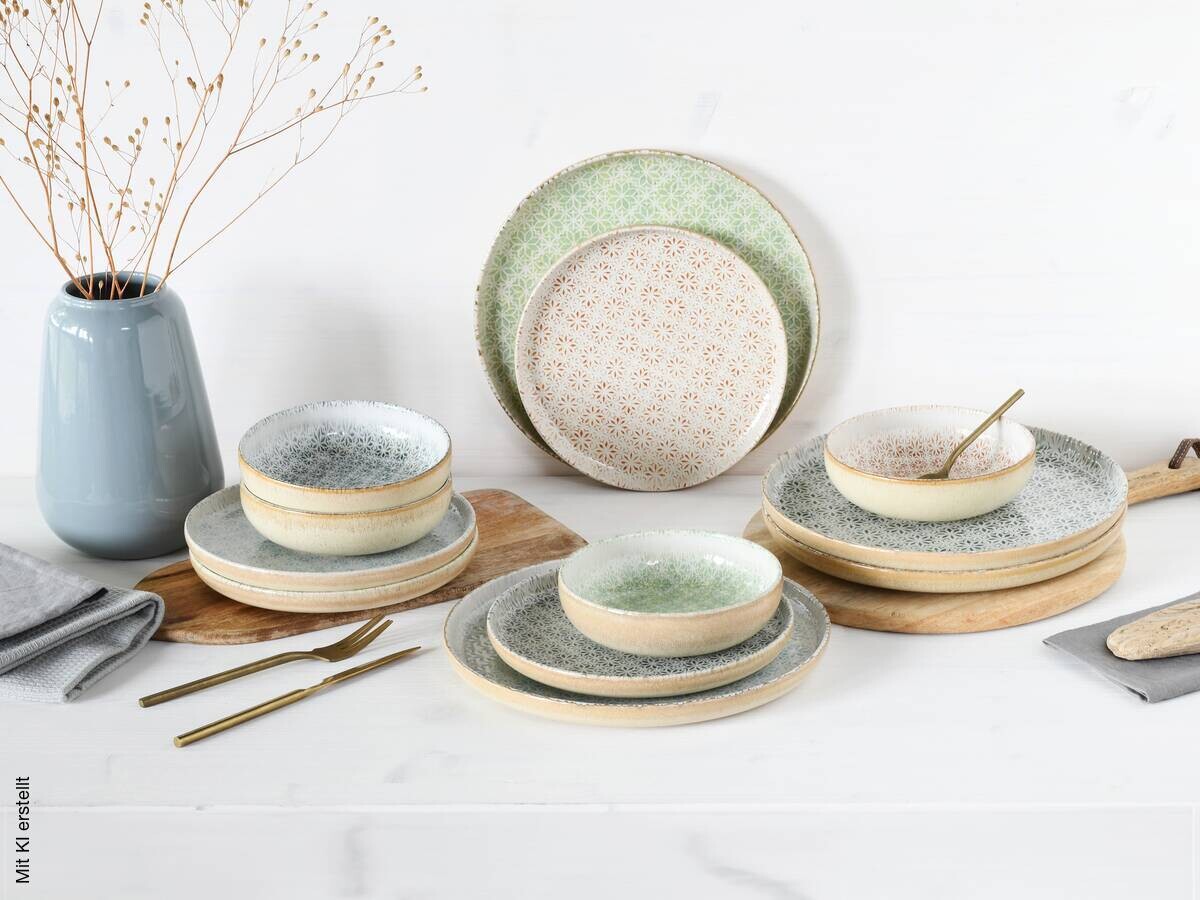 CreaTable Tafelservice Uno bunt Steinzeug 12 tlg.