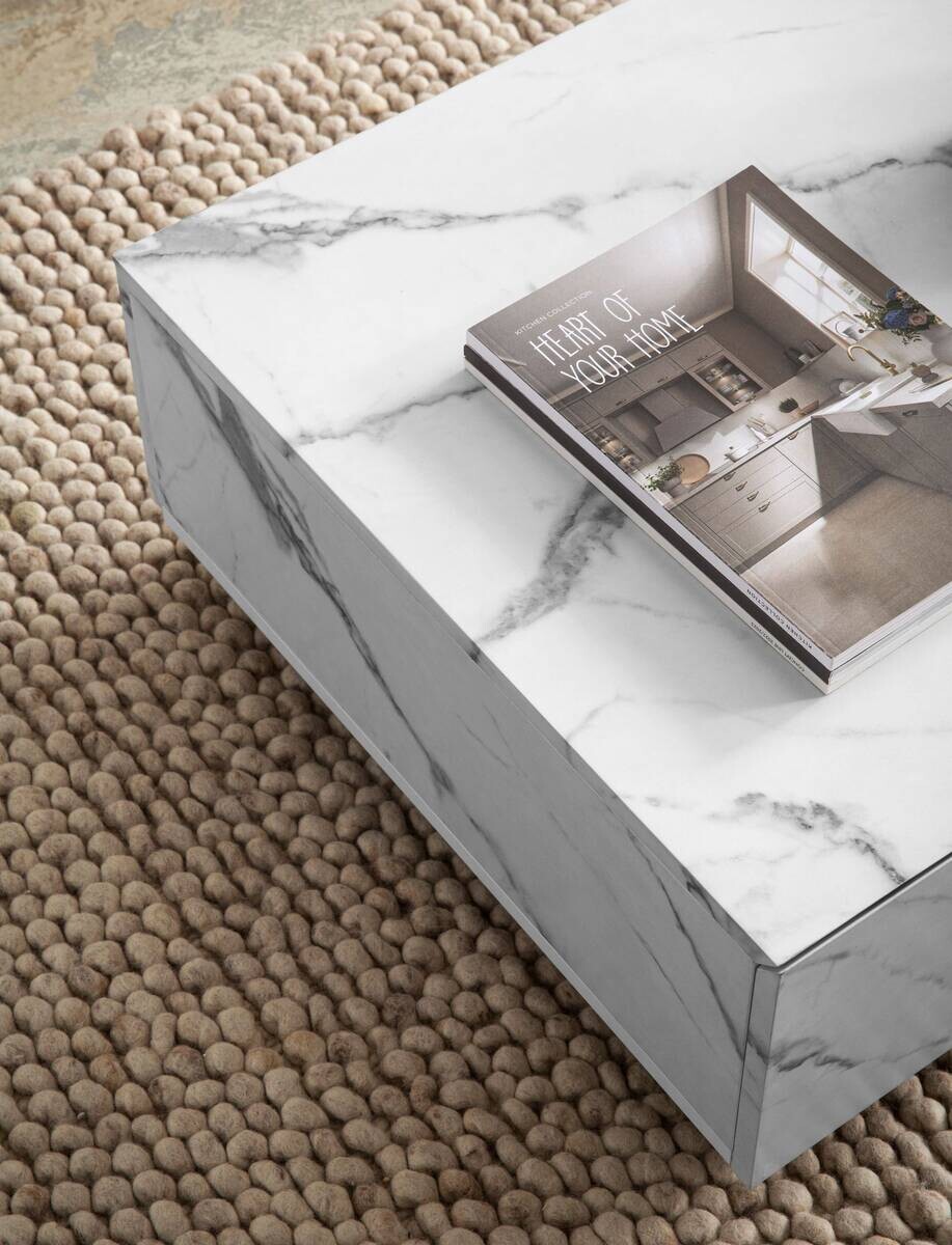 Wohnling Couchtisch schwarz Marmor weiß Marmor B/H/T: ca. 120x28x60 cm