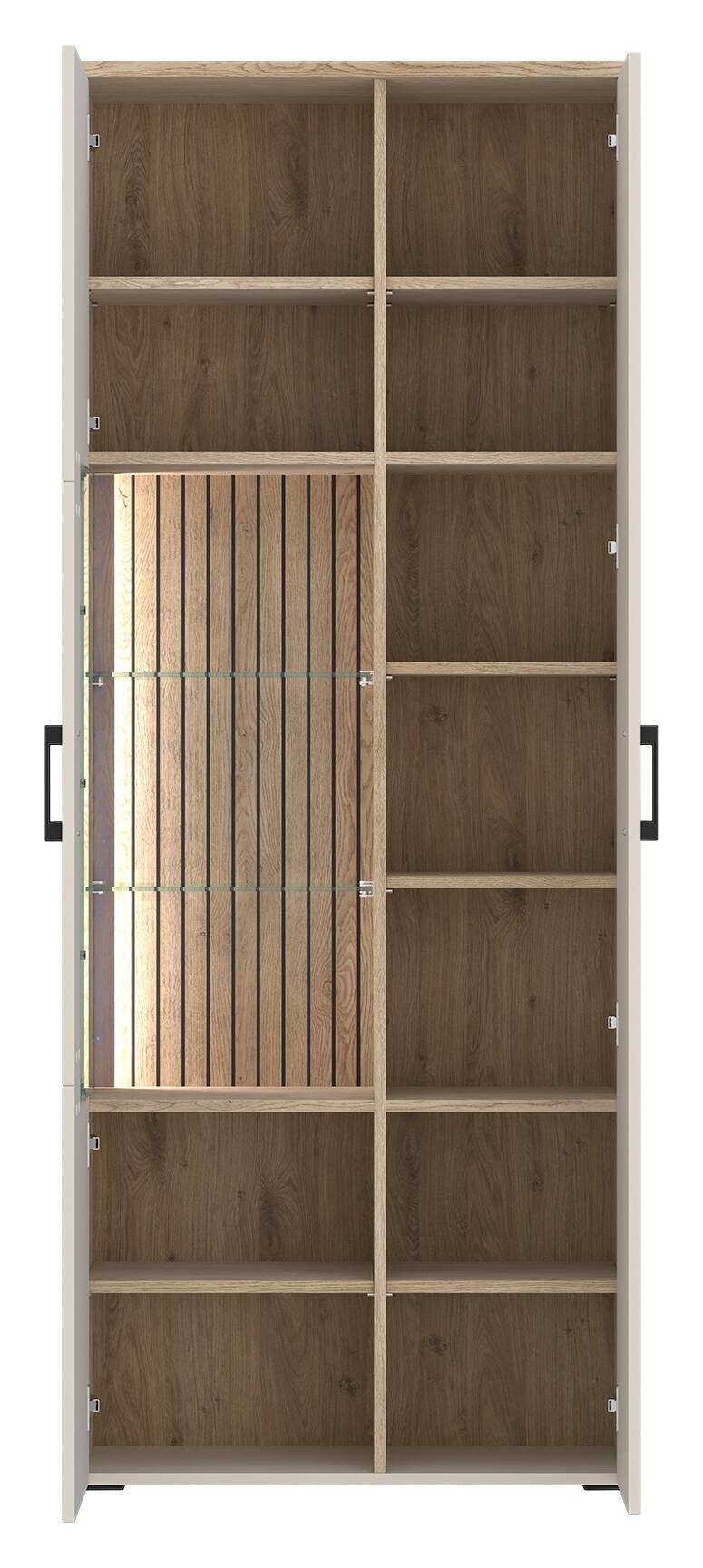 Vitrine Cashmere Eiche Nachbildung Spanplatte B/H/T: ca. 76x192x35 cm