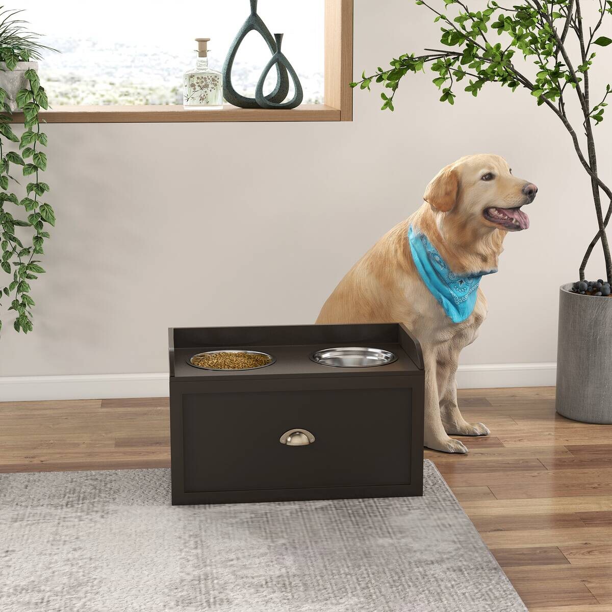 PawHut Hunde-Zubehör braun Edelstahl B/H/L: ca. 30x60x36 cm