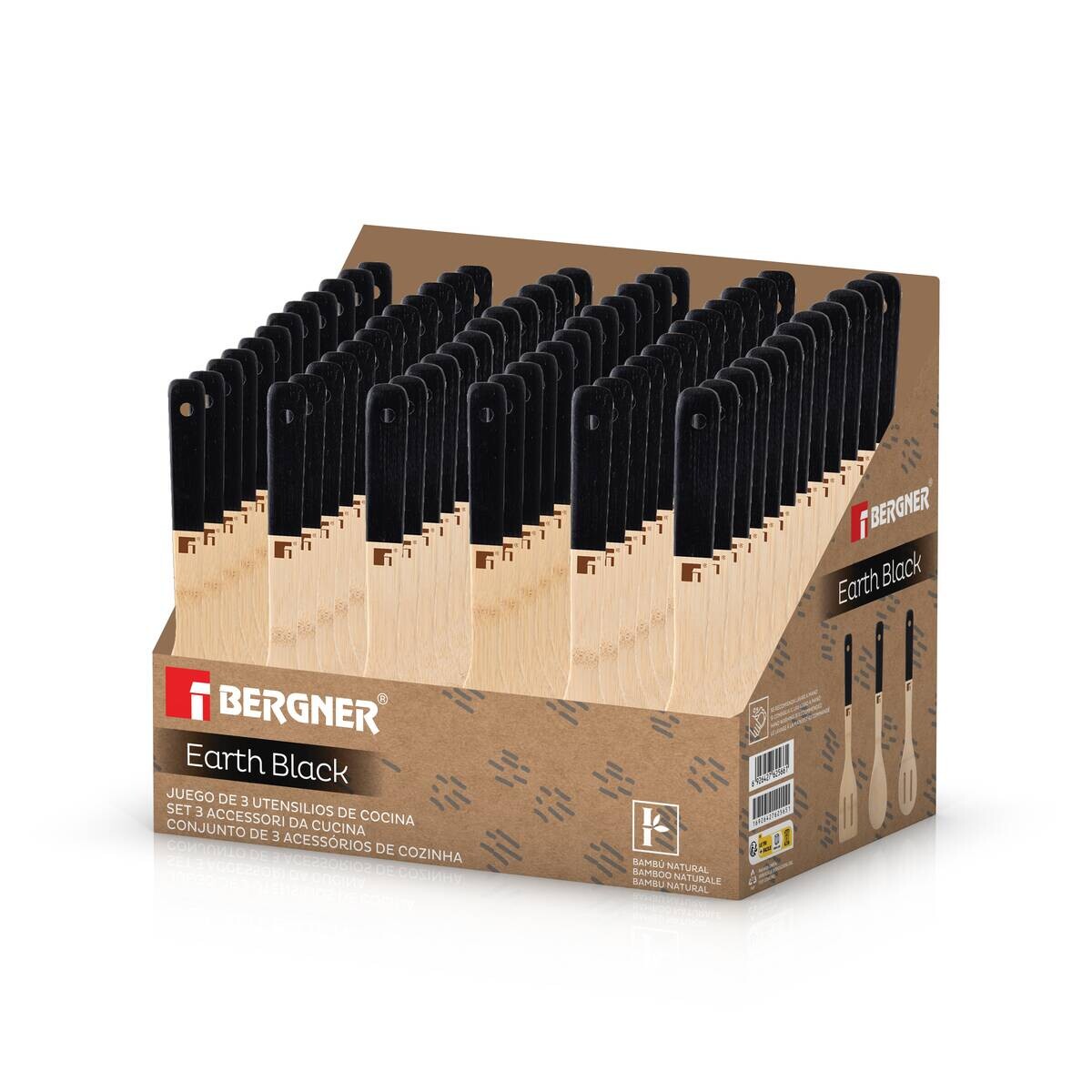 BERGNER Kochlöffel EARTH BLACK schwarz Bambus B/H/L: ca. 6x8x30 cm