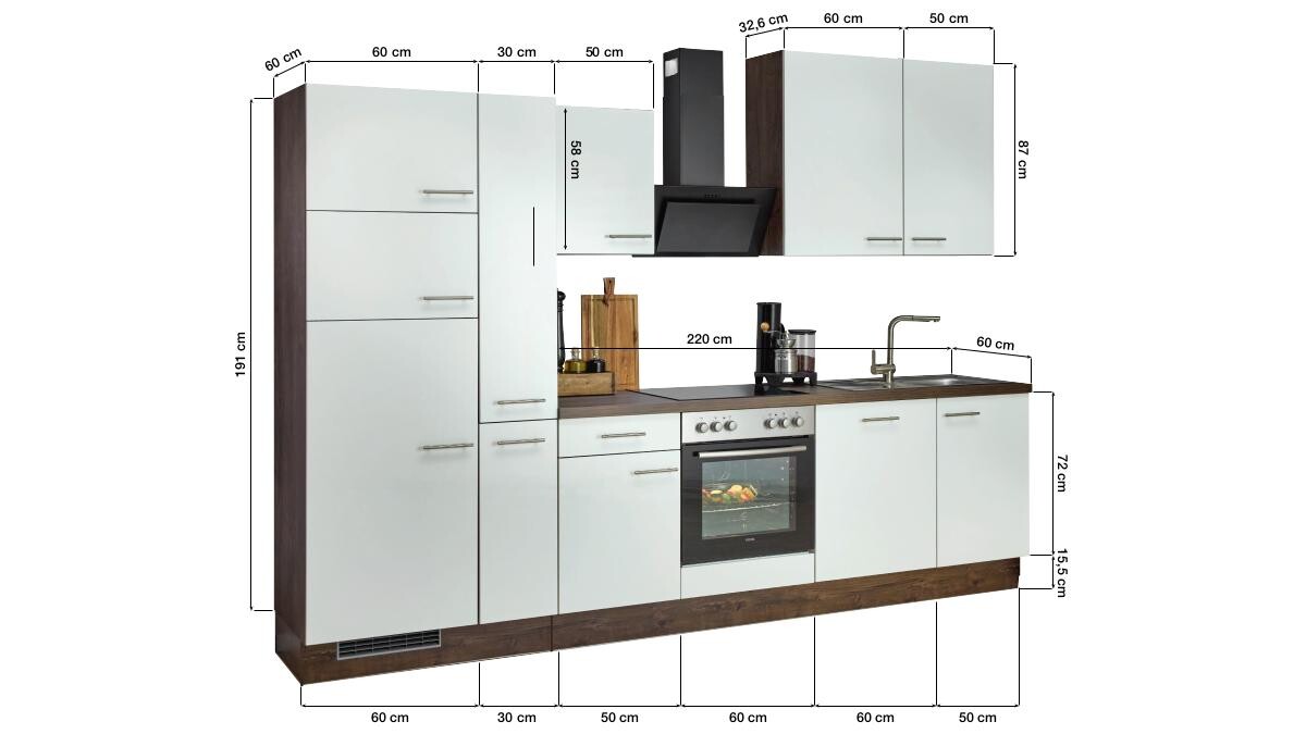 Impuls Küchenblock IP4050 weiß Hochglanz B/H/T: ca. 310x235x60 cm