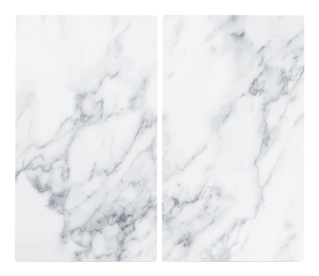 Zeller Herdabdeck-/Schneideplattenset Marmor Marmoroptik Glas B/H/L: ca. 30x0,8x52 cm