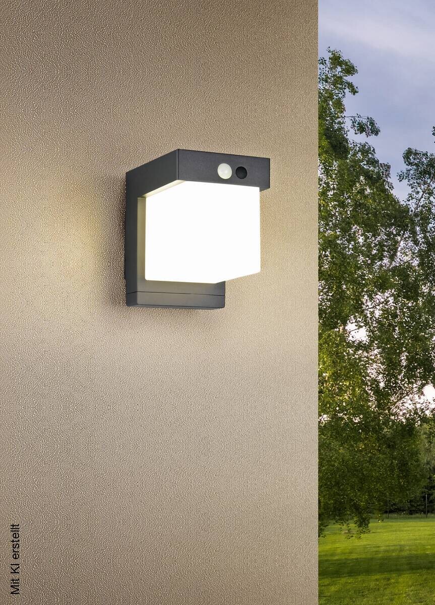 Solar-Außenwandleuchte mattschwarz B/H: ca. 1x14 cm