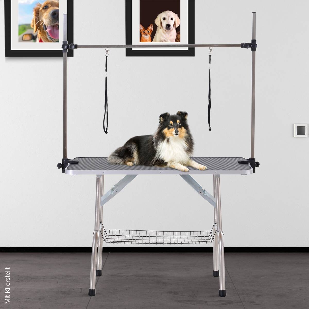PawHut Hundetrimmtisch schwarz Gummi B/H/L: ca. 60x170x107 cm