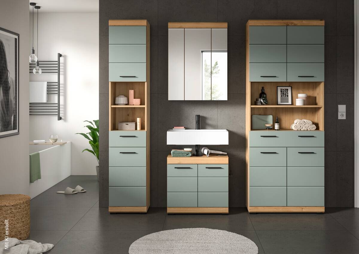 Badezimmer-Set Scout Eiche Artisan Nachbildung salbei Nachbildung B/H/T: ca. 186x191x34 cm