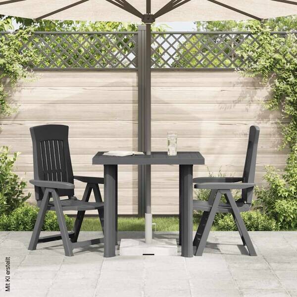 vidaXL Gartentisch anthrazit Kunststoff B/H/L: ca. 75x72x80 cm