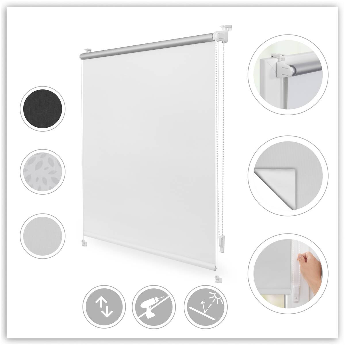 LICHTBLICK Thermo Klebe-/Klemmrollo Verdunklungsqualität weiß B/L: ca. 60x150 cm