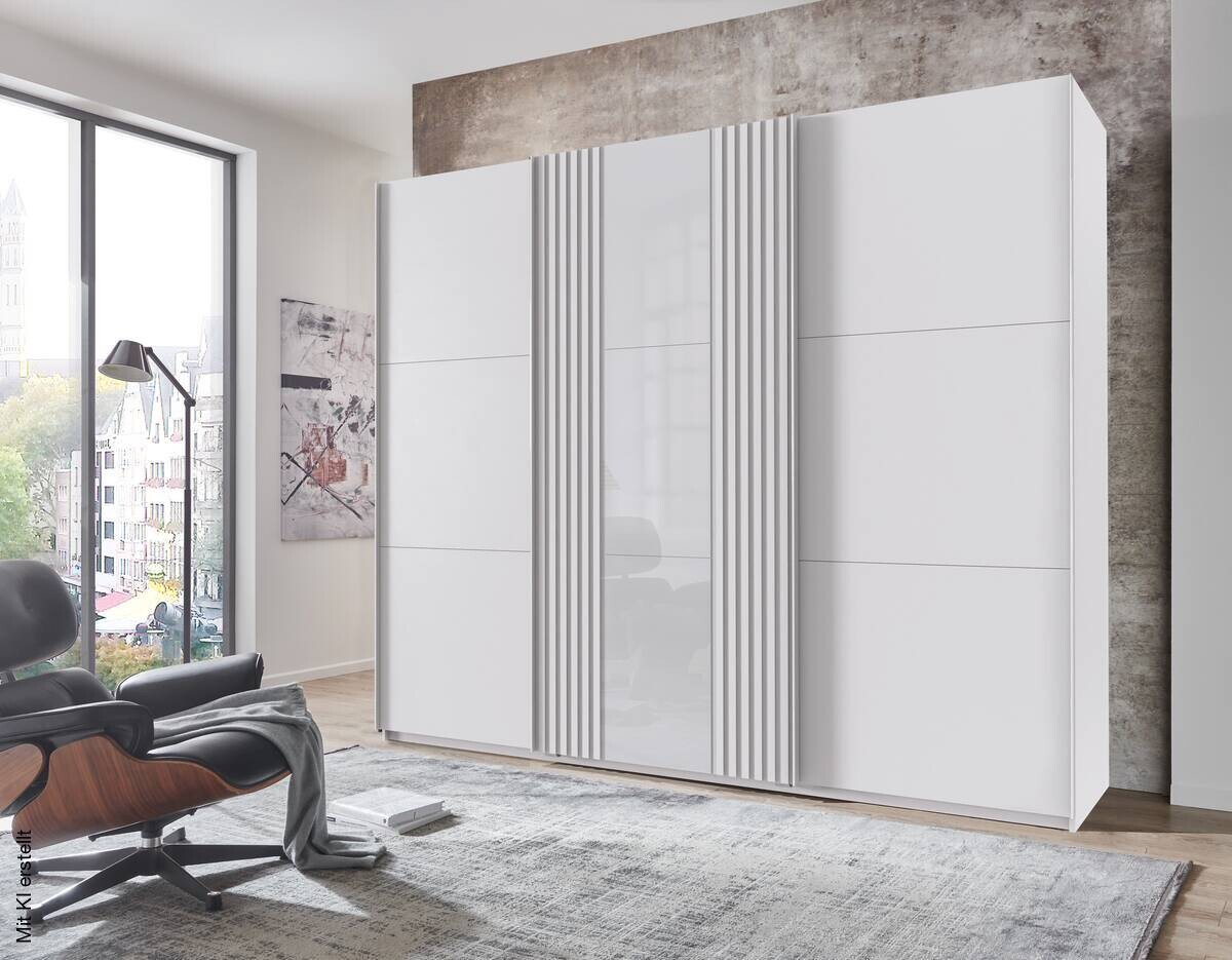 Schwebetürenschrank Atlanta weiß B/H/T: ca. 250x216x65 cm