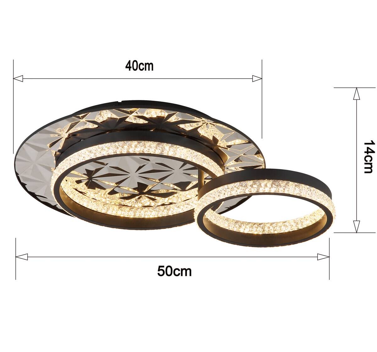POCOline LED-Deckenleuchte Biagio schwarz Chrom Metall Acryl B/H/L: ca. 40x14x50 cm