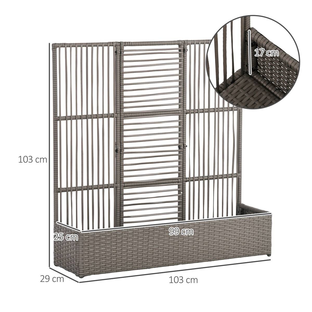 Outsunny Hochbeet grau B/H/T/L: ca. 29x103x29x103 cm