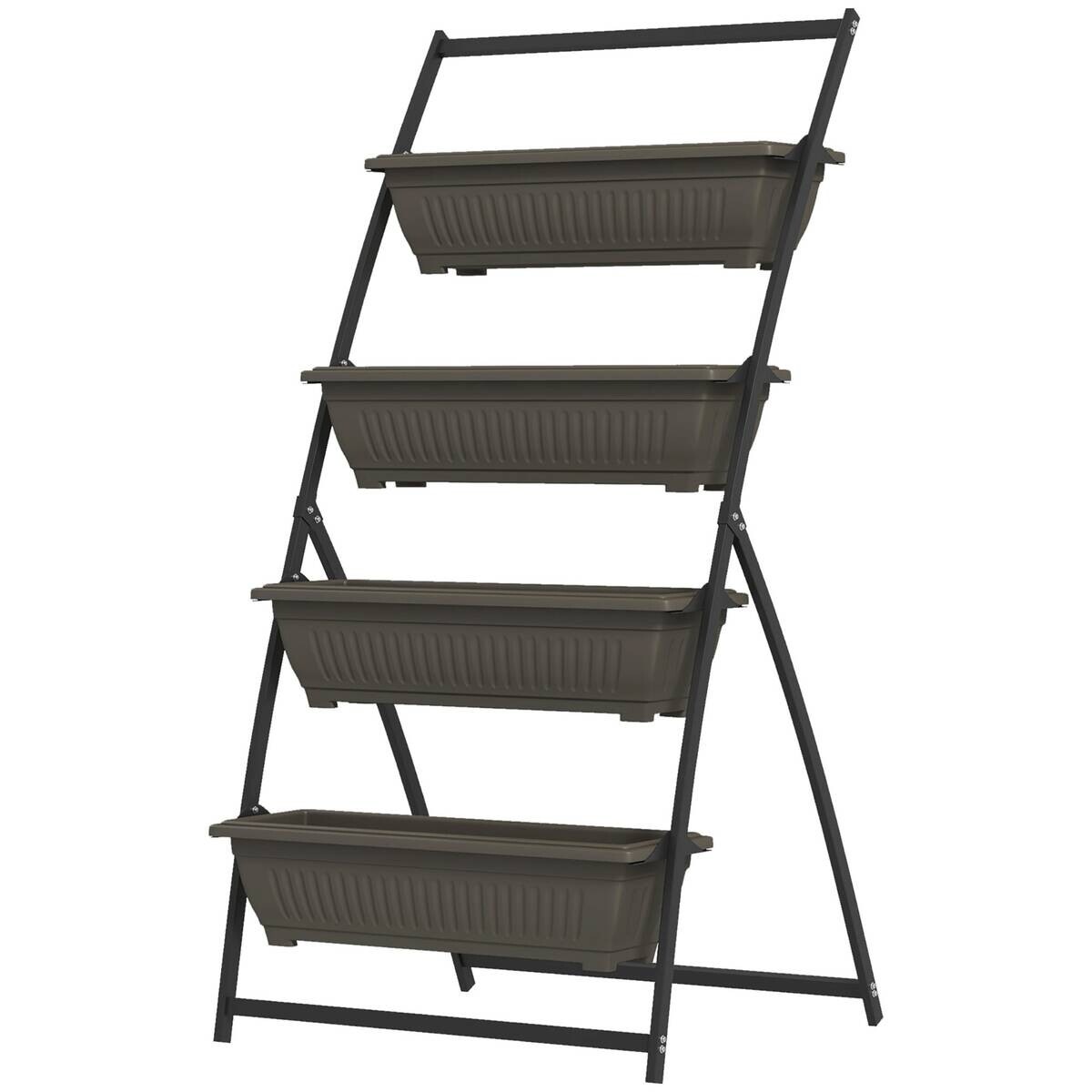 Outsunny Pflanzenständer braun Edelstahl B/H/L: ca. 79x76x162 cm