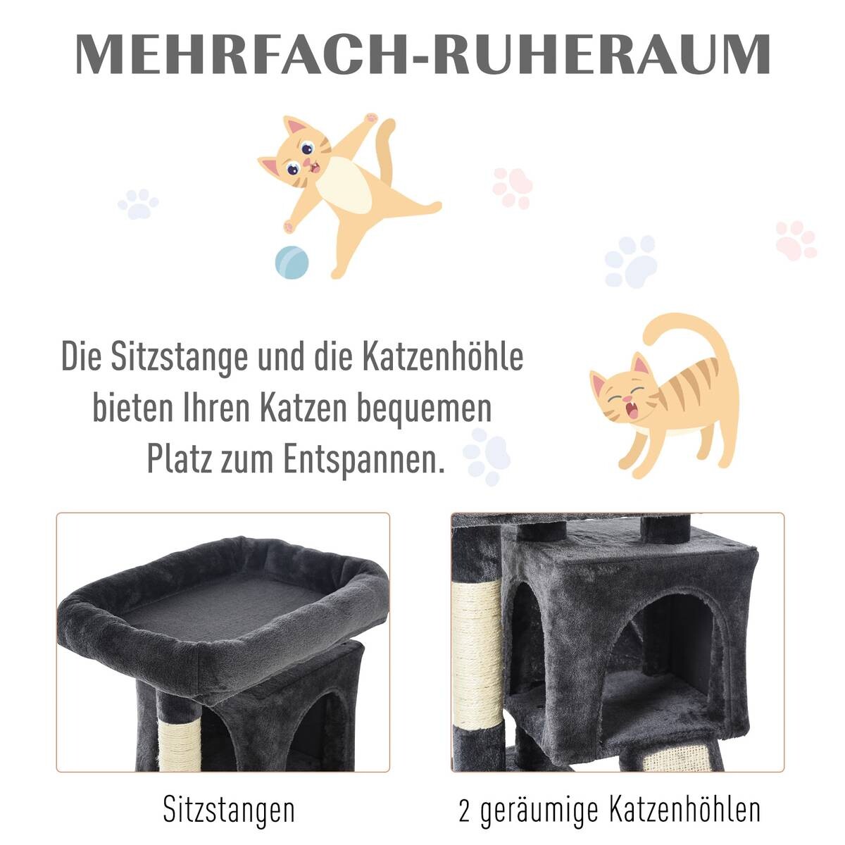 PawHut Kratzbaum dunkelgrau Spanplatte B/H/L: ca. 39x83x59 cm