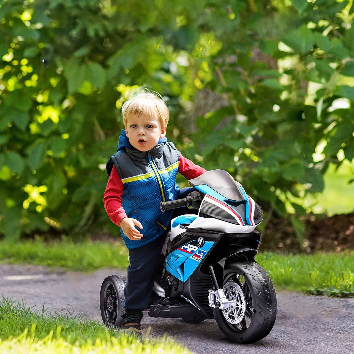 HOMCOM Kinder-Elektromotorrad blau B/H/L: ca. 42x54x82,5 cm