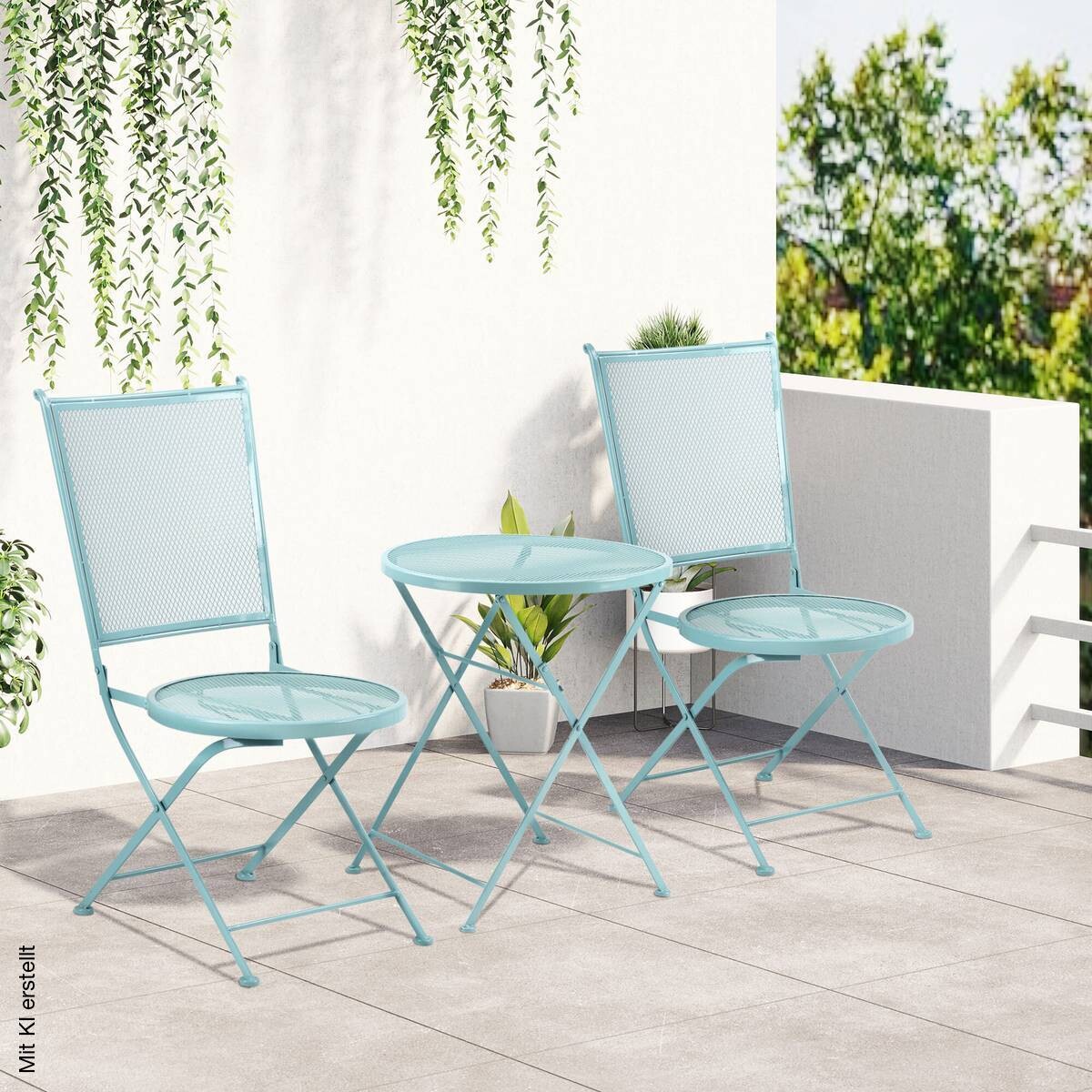 Outsunny Balkonset hellblau Metall H/D: ca. 70x56 cm