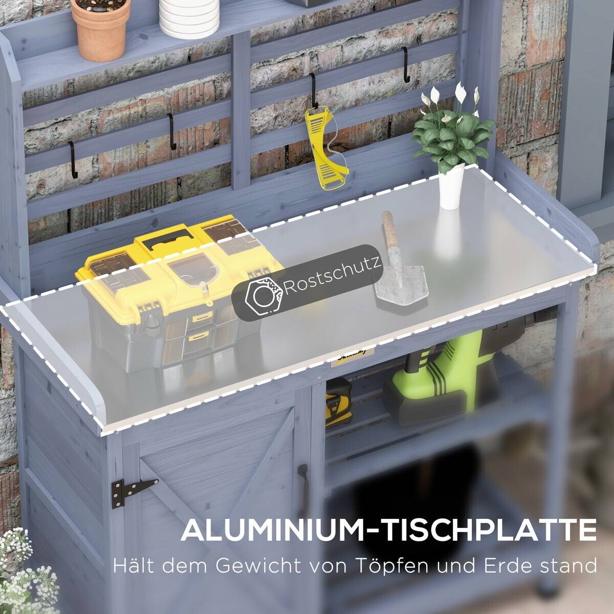 Outsunny Pflanztisch grau Polypropylen B/H/L: ca. 47x112x146 cm