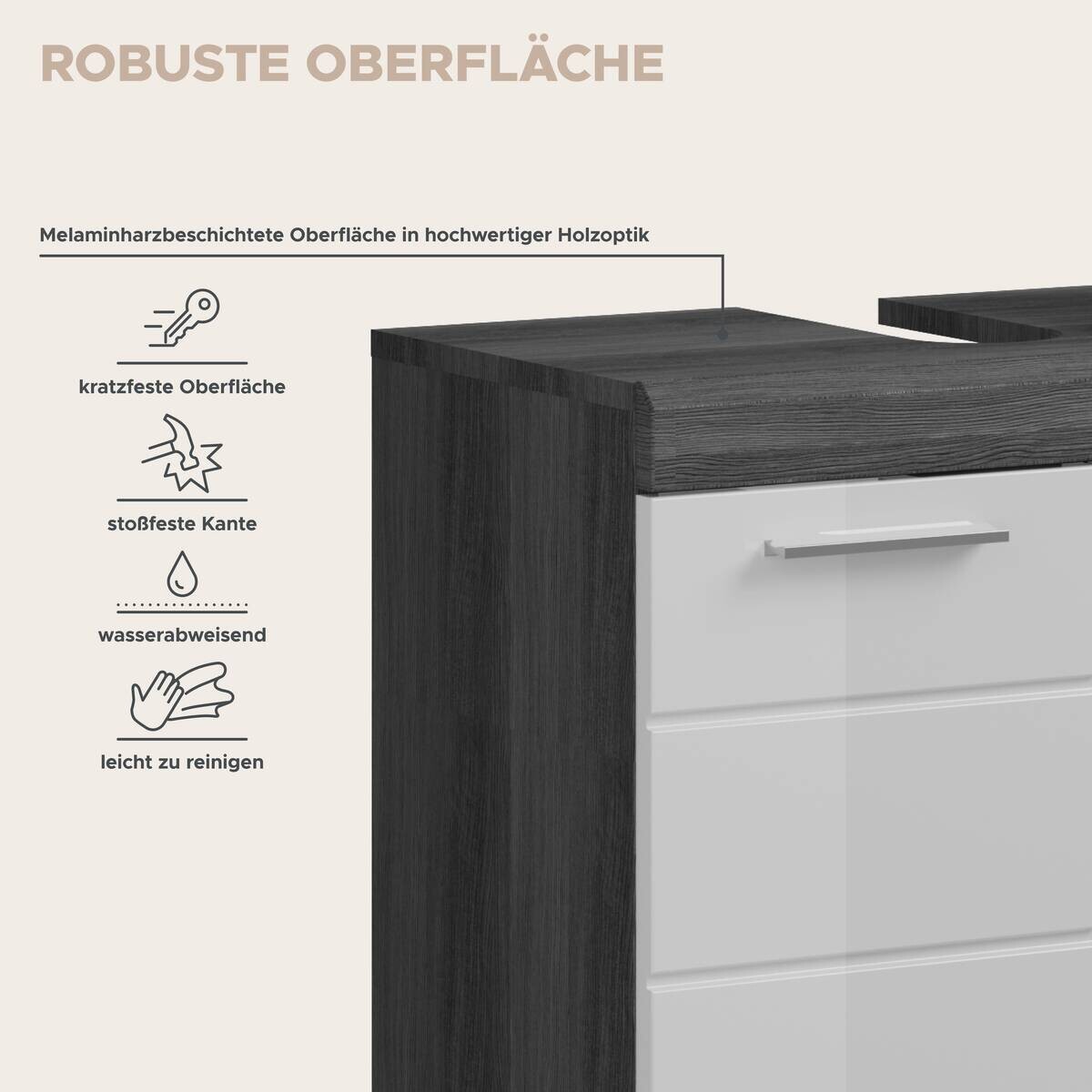 Badezimmer-Set Scout Rauchsilber Nachbildung weiß Hochglanz B/H/T: ca. 149x34x191 cm