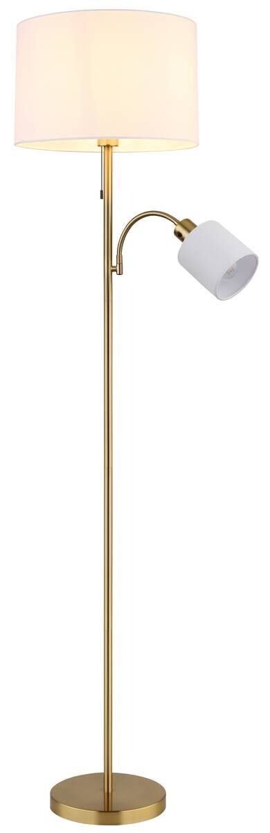 GLOBO Stehleuchte weiß messing Metall Leinen H/D: ca. 165x38 cm E27 2 Brennstellen
