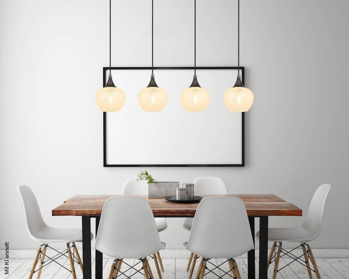 GLOBO Pendelleuchte MAXY 15548-4HK schwarz klar Chrom Metall Acryl B/H/L: ca. 18x120x99 cm E27 4 Brennstellen