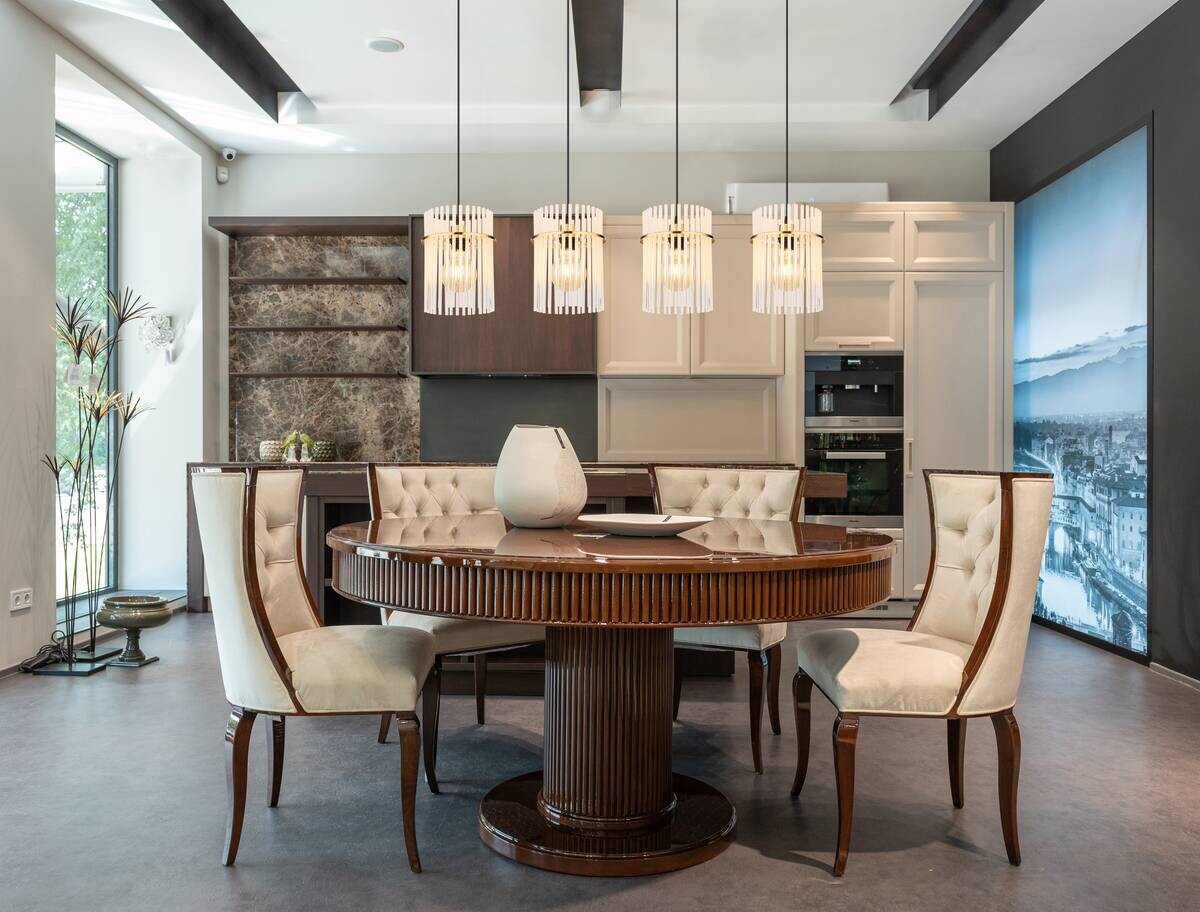 GLOBO Pendelleuchte klar gold Metall B/H/T: ca. 20x140x110 cm E27 4 Brennstellen