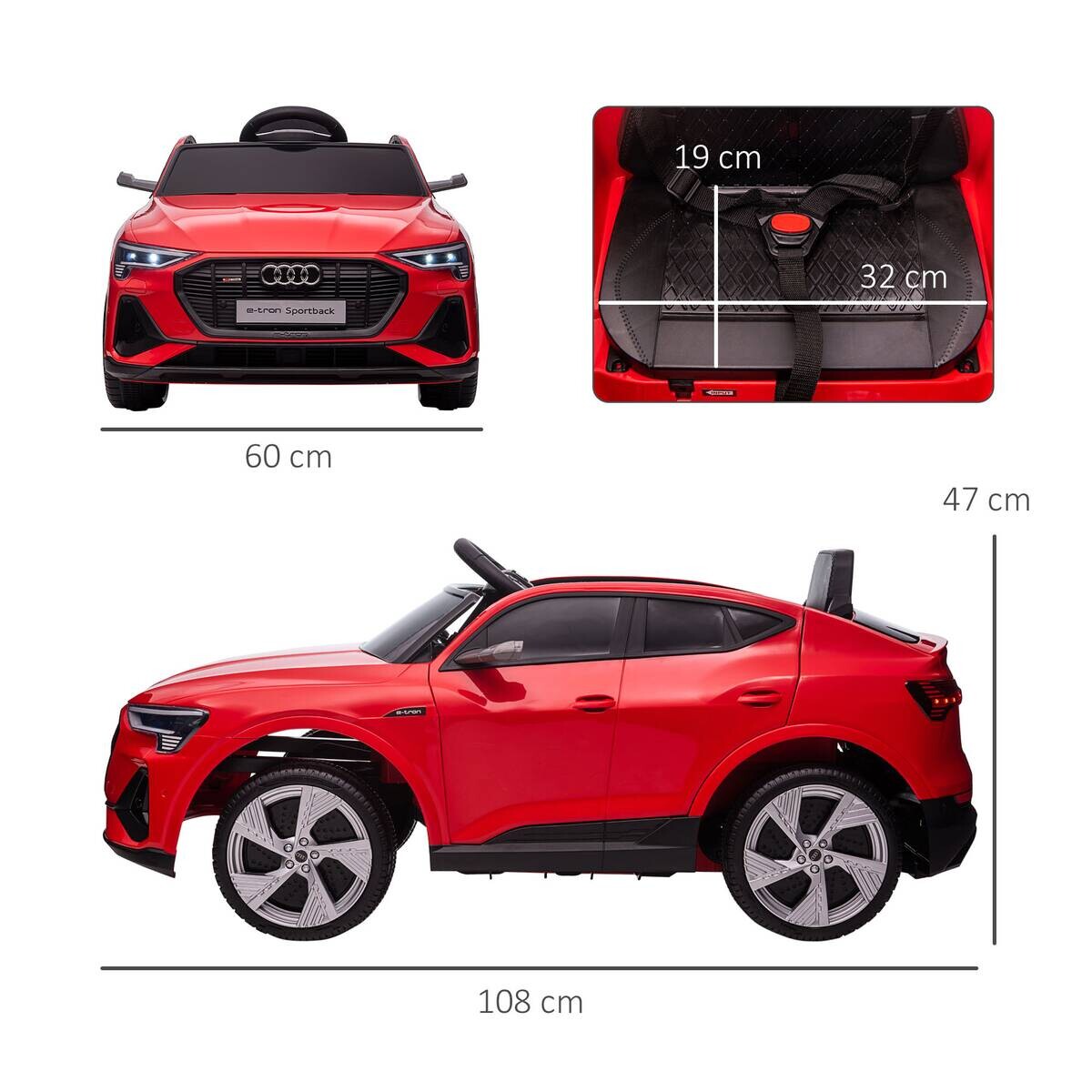 HOMCOM Kinderauto rot B/H/L: ca. 60x108x47 cm