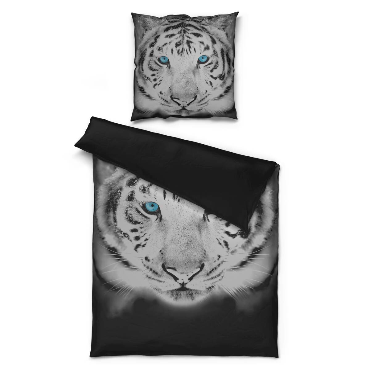 Microfaser Bettwäsche weiß schwarz 100% Polyester B/L: ca. 135x200 cm