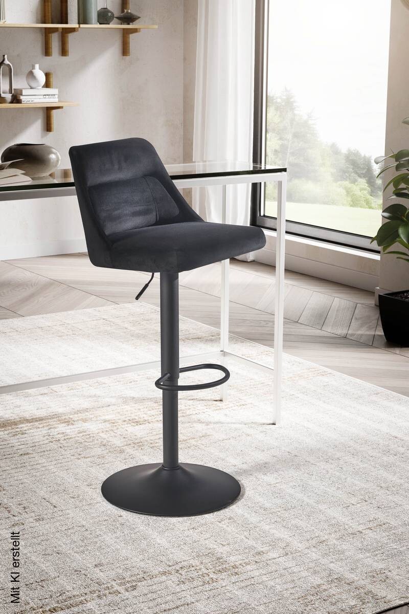 Barhocker schwarz Samt B/H/T: ca. 45x106x51 cm